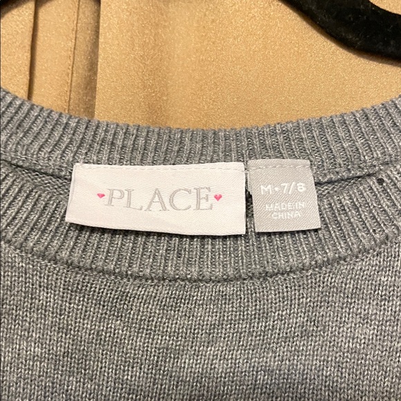 The Children's Place Gray Dress w/Embroidered Accent Patches REFER TO STAIN PICS - Picture 5 of 11